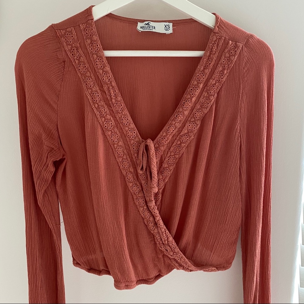 Coral Cropped Long Sleeve Top XS
